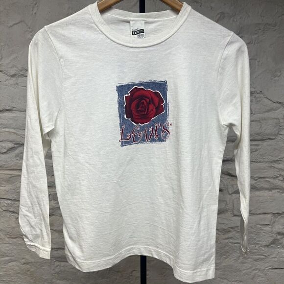 Vintage 90's y2k Levi's for Girls Long Sleeve Graphic T Shirt NOS Deadstock - Picture 1 of 7